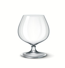 Realistic 3D illustration of a rounded brandy snifter glass. Ideal for serving brandy, cognac, or whiskey in elegant drinking settings.
