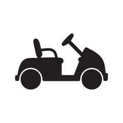 Golf cart,  golf clubs,  silhouette black and white