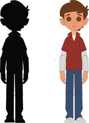 Boy character 2d model sheet with walk cycle and run cycle animation sprites sheet. Boy character with different poses