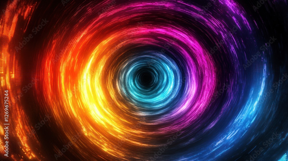 Poster abstract colorful swirl background with glowing light effect and pixelation