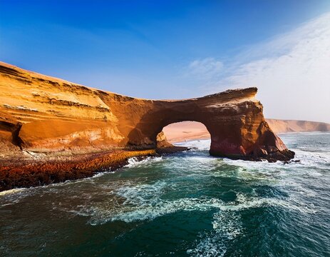 natural arch at paracas national reserve peru south america