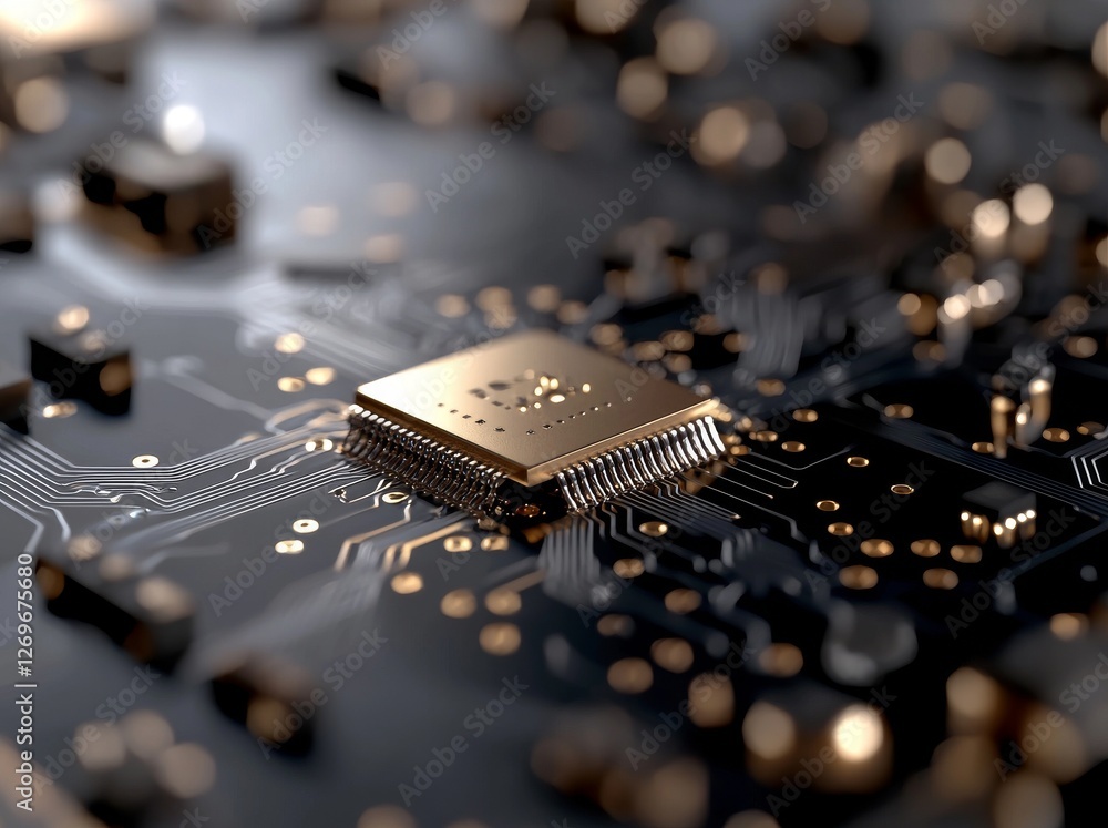 Poster a pu chip is situated on a circuit board, which is a black motherboard that contains a central proce