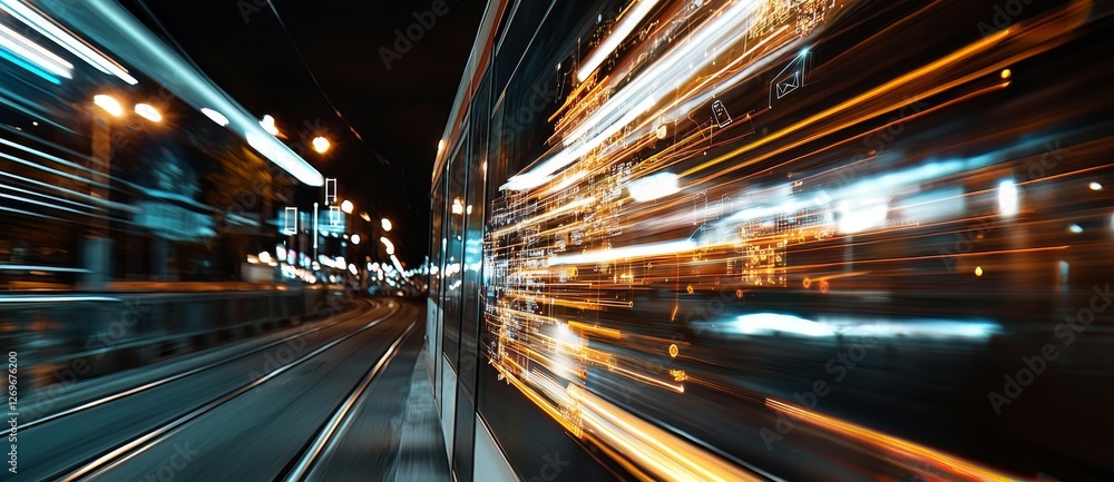 Poster the concept of a smart industry is represented through an abstract depiction of high-speed technolog