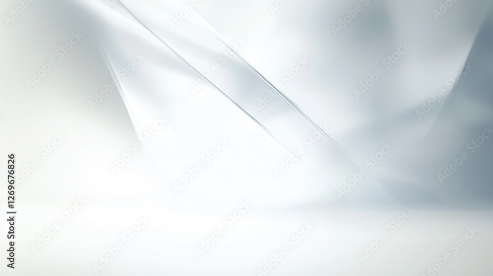 Wall mural white 3d rendering futuristic perspective background with soft light wavy lines.