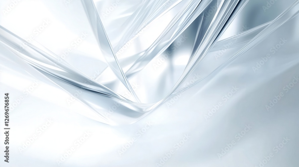 Wall mural white 3d rendering futuristic perspective background with soft light wavy lines.