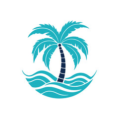 Stylized palm trees logo  vector graphics style