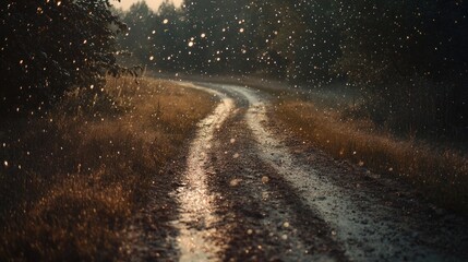 Golden Hour Rain On A Winding Country Road