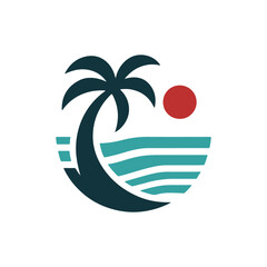Stylized palm trees logo  vector graphics style