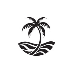 Stylized palm trees logo  vector graphics style
