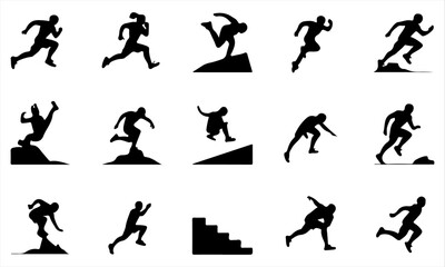 business people icons. Avatar people silhouette blue line art icon collection isolated. and playing