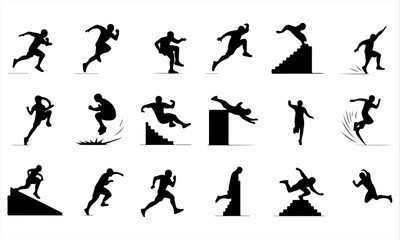 business people icons. Avatar people silhouette blue line art icon collection isolated. and playing