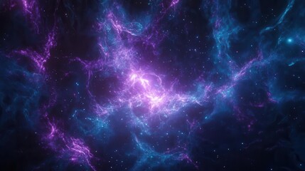 Fototapeta premium Glowing Neural Network of Active Neuron Cells in Deep Blue Space with Evolutionary Energy Flow