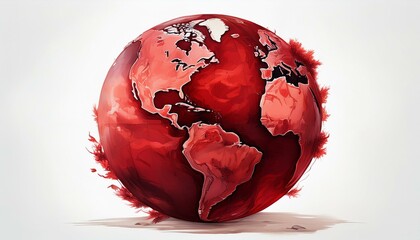 red earth globe isolated on white background