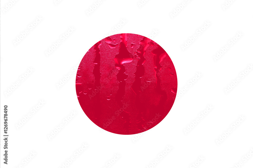 Poster japan a glossy red button icon with a 3d sphere design, featuring a red paintbrush, symbolizing a cl