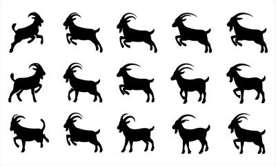set of camels silhouettes. vector collection of dog animal silhouette illustrations