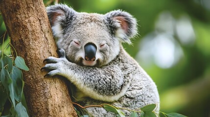 Obraz premium A koala resting in a eucalyptus tree