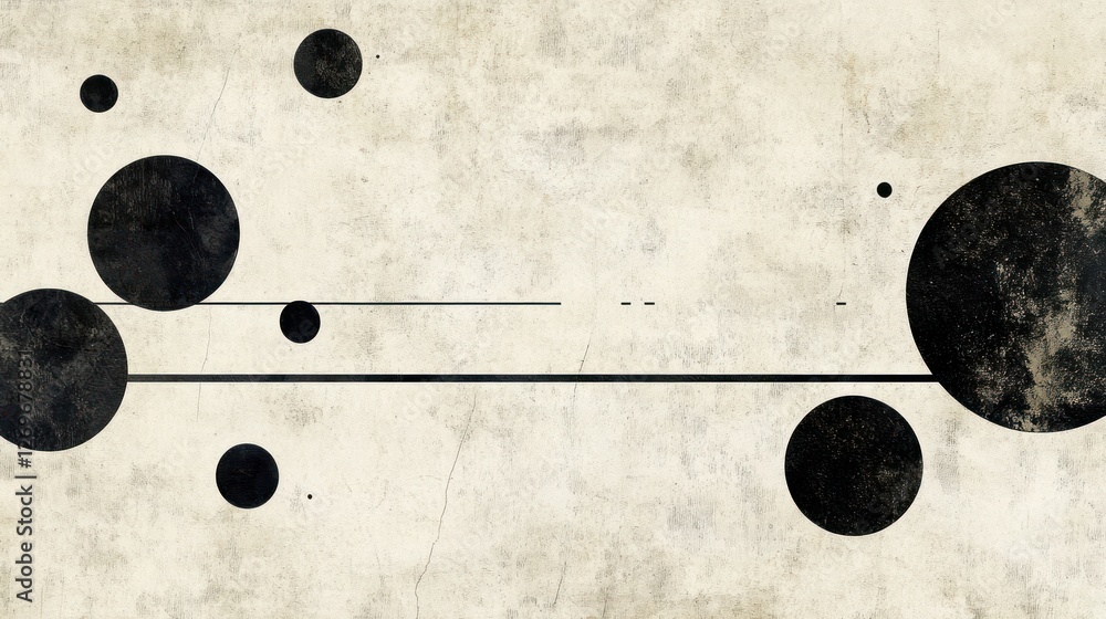Aufkleber Abstract Composition of Circles and Lines on a Textured Background