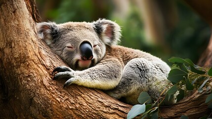 Obraz premium A koala resting in a eucalyptus tree