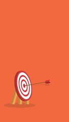 Business challenge failure and success concept. Red arrow hits the center.	
