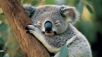 Obraz premium A koala resting in a eucalyptus tree