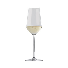 Elegant champagne glass filled with sparkling wine, showcasing bubbles and clarity. Perfect for celebrations and special occasions