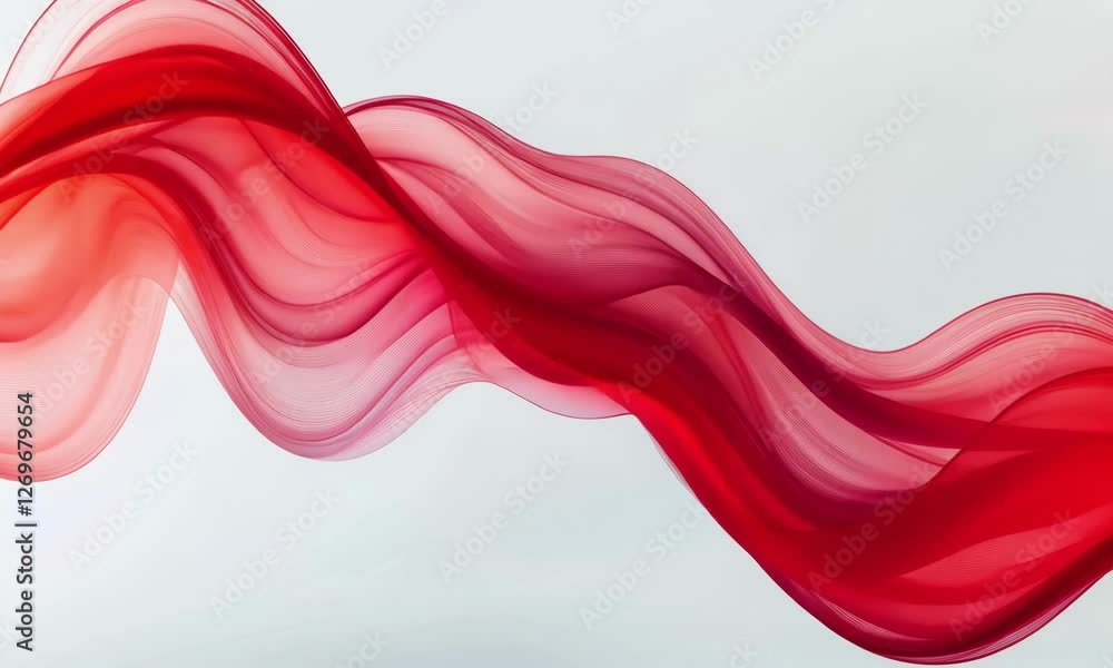 Poster colorful abstract waves flow gracefully, creating an enchanting visual display in shades of red