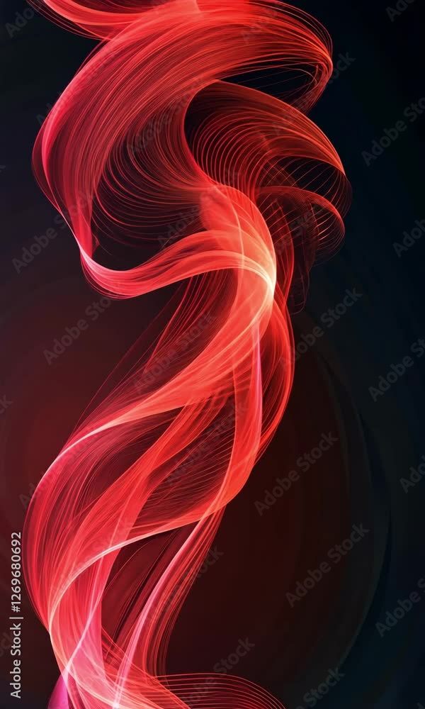Poster colorful abstract light waves create dynamic visual effects in a dark background