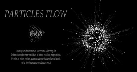 Obraz premium Abstract vector visualization of neural connections. Thin colored lines connect nodes, creating a dynamic flow of information. Gradients and glowing dots highlight the learning process of the neural n