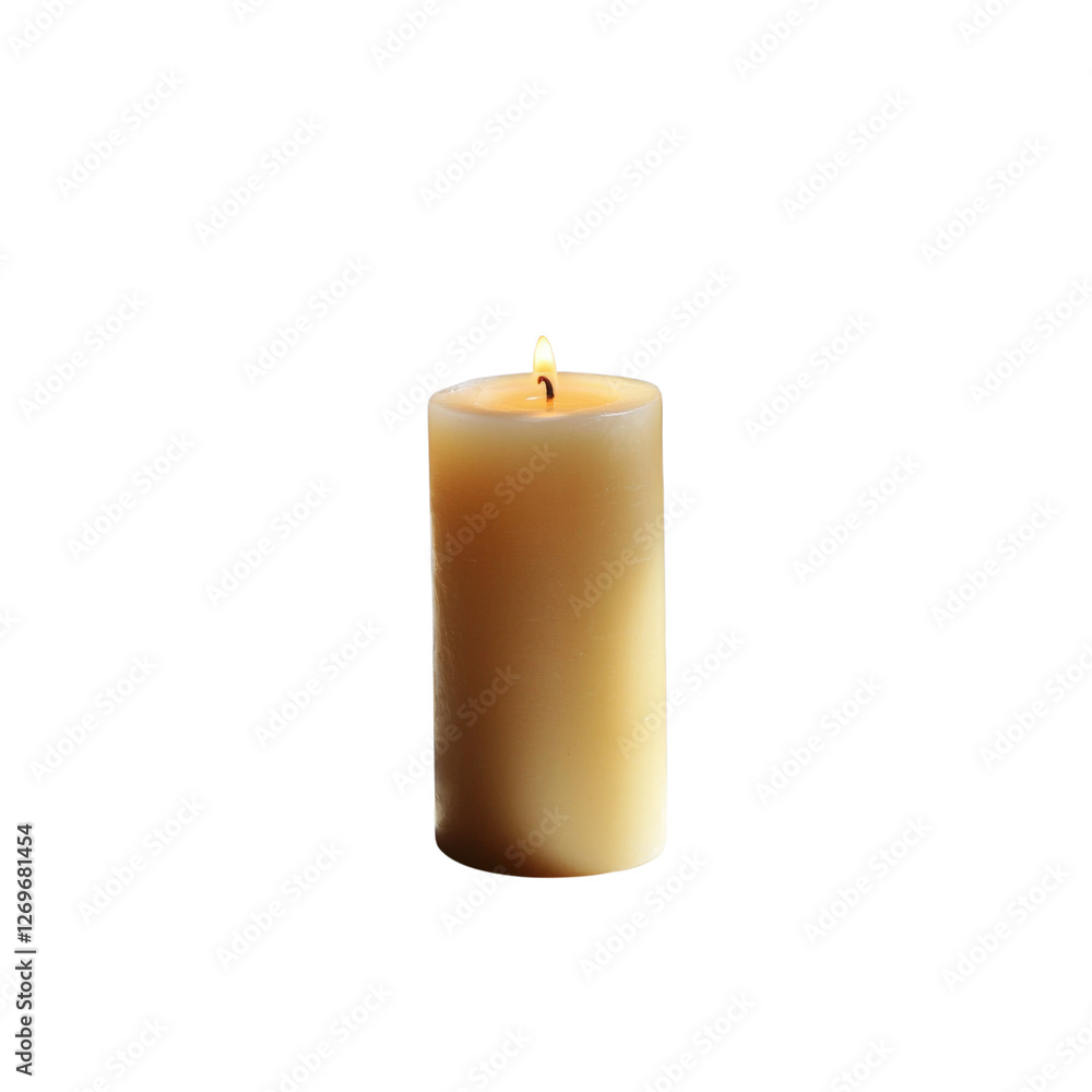 Poster lit candle with warm glow, creating calming atmosphere in dark setting. Perfect for relaxation or ambiance