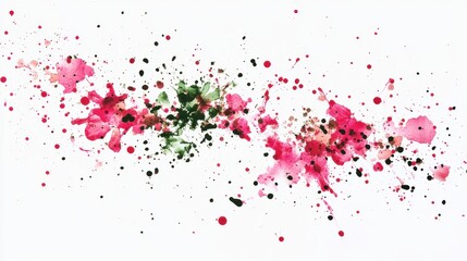 Fototapeta premium Floral Splatter Paint Design, Abstract Art, White Background, Nature Fusion, Colorful Aesthetics