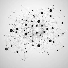 Abstract black and white network diagram with nodes and connecting lines