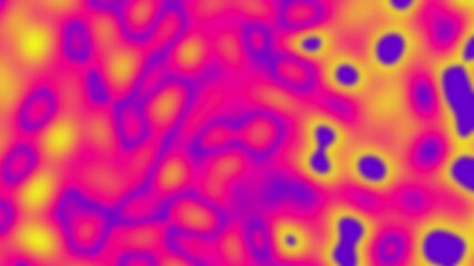 Fluorescent rainbow multicolor blurred abstract background. Neon pink bright yellow orange violet purple flowing gradient. Morphing cells flow. Fluid motion. Liquid animation. Vivid defocused texture