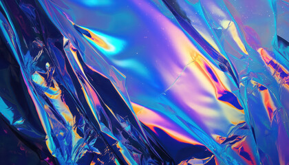 Glossy Iridescent Foil Wrapping Paper with Light Refractions