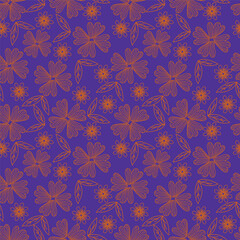 Vintage Floral patterns seamless background border embroidery ethnic batik retro. Flower motifs paisley batik. Blue indigo silhouette watercolour flowers ikat design hand drawn. Vector illustration