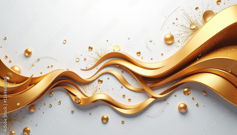 Poster highdefinition golden abstract background with wavy lines and floating bubbles resolution. a golden 