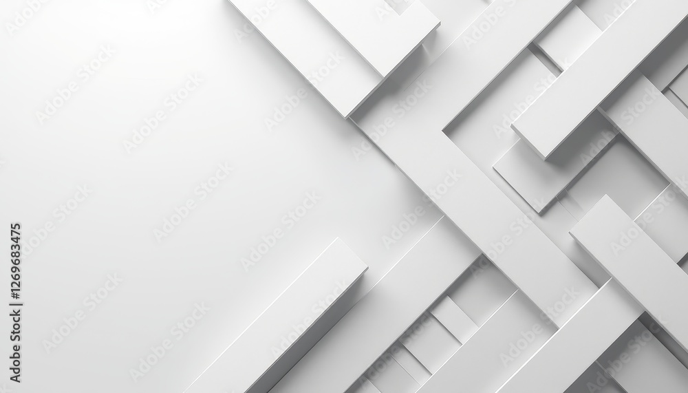 Poster abstract white geometric shapes on intricate background for stunning visuals. a white abstract backg