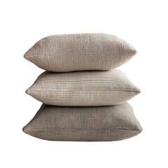 Soft textured cushions stacked neatly, adding cozy touch to any space. Perfect for home decor, these neutral toned pillows enhance comfort and style