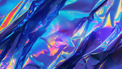Abstract Iridescent Foil Texture with Vibrant Rainbow Effects