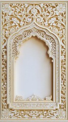 Traditional Indian Mughal art inspired Wedding Card Design, Invitation template.