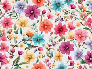 Textile summer flowers seamless colorful pattern background
