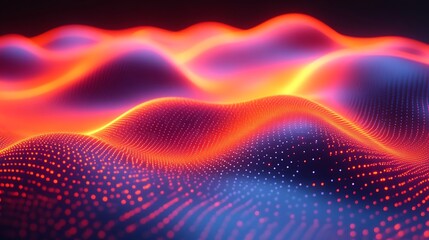 Vibrant data landscape, Abstract glowing wave visualization background