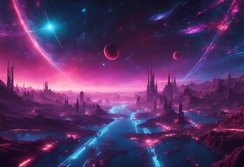 Obraz premium Futuristic Neon Cyber World