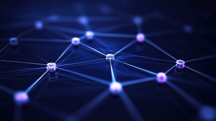 Futuristic network connection nodes on dark blue background