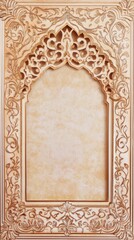 Traditional Indian Mughal art inspired Wedding Card Design, Invitation template.