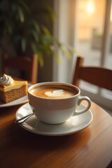 Obraz premium Coffee and cake on a table