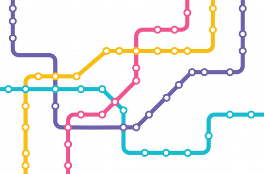 Circuit connect lines and dots. Network technology and Connection concept. Decentralized network nodes connections. City metro transportation scheme