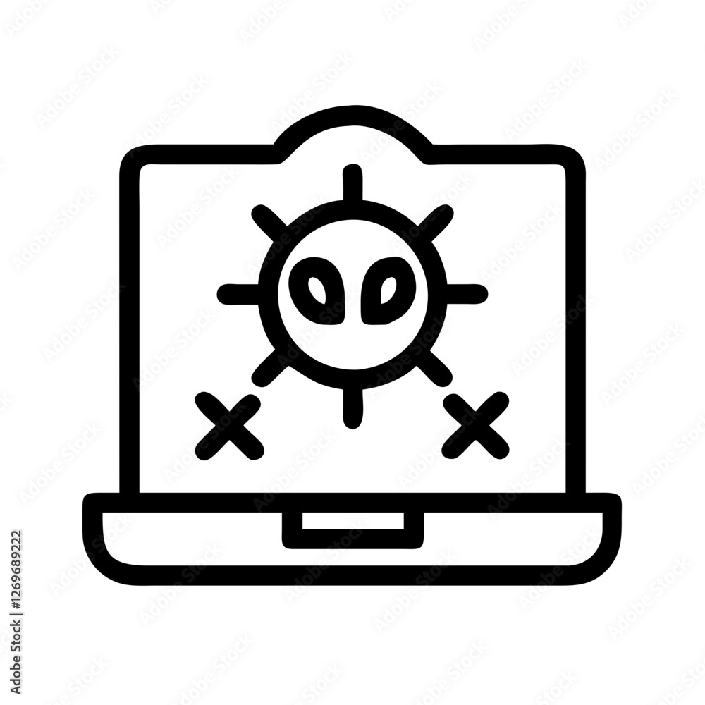 Poster clean malware firewall vector icon - cybersecurity symbol for network protection, antivirus software