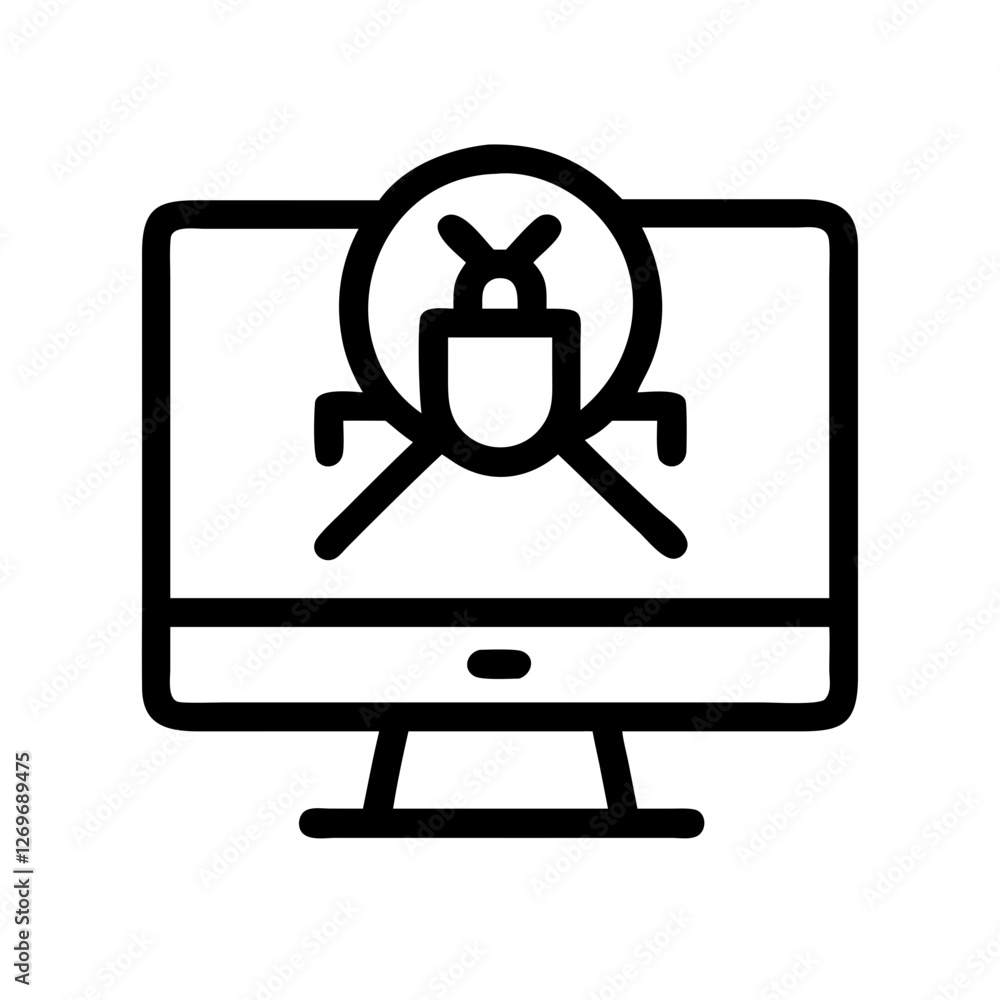 Poster clean malware scan vector icon - cybersecurity symbol for antivirus tools, system protection, threat