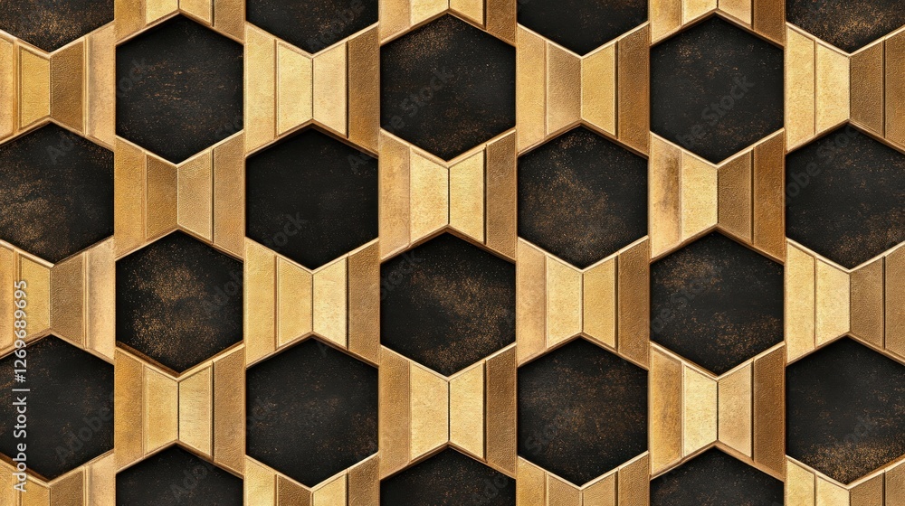 Poster Abstract Gold Hexagon Pattern Design Background