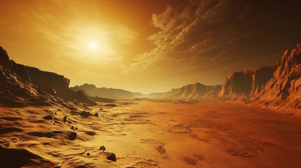 Mars Landscape Wallpaper Background with Dramatic Red Hues and Crisp Details for Digital Displays